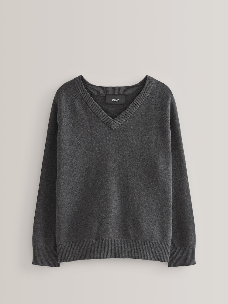 Grey Knitted V-Neck School Jumper (3-16yrs) - Image 6 of 8