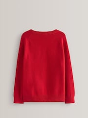 Red Knitted V-Neck School Jumper (3-16yrs) - Image 2 of 7