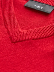 Red Knitted V-Neck School Jumper (3-16yrs) - Image 4 of 7