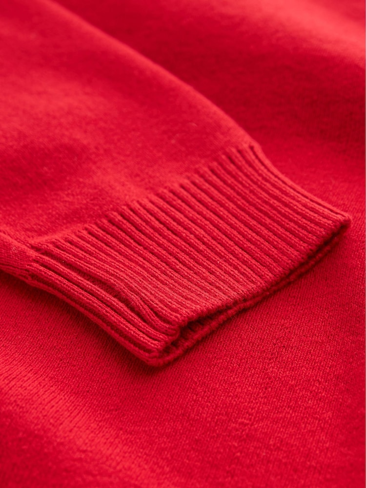 Red Knitted V-Neck School Jumper (3-16yrs) - Image 6 of 7