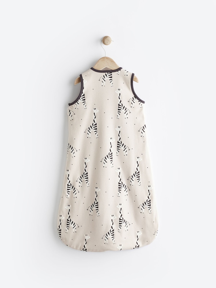 Beige Mono Giraffe 1 Tog  Baby 100% Cotton Sleep Bag - Image 2 of 11