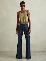 Reiss Dark Blue Juniper Petite Flared Front Seam Jeans - Image 3 of 6