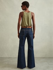Reiss Dark Blue Juniper Petite Flared Front Seam Jeans - Image 5 of 6