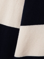 Reiss Navy/Ivory Ally Wool Blend Striped Hoodie - Image 6 of 6