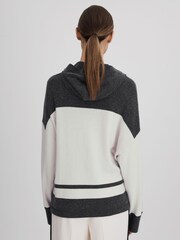Reiss Charcoal/Ivory Alex Wool Blend Striped Hoodie - Image 5 of 7