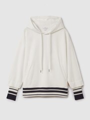 Reiss Navy/Ivory Lexi Striped Trim Hoodie - Image 2 of 6