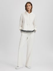 Reiss Navy/Ivory Lexi Striped Trim Hoodie - Image 3 of 6