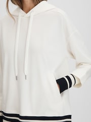 Reiss Navy/Ivory Lexi Striped Trim Hoodie - Image 4 of 6