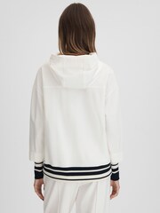 Reiss Navy/Ivory Lexi Striped Trim Hoodie - Image 5 of 6