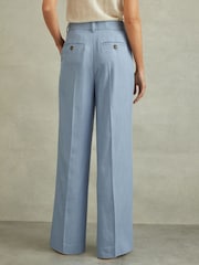 Reiss Blue June Wide Leg Suit Trousers with TENCEL™ Fibers - Image 4 of 5