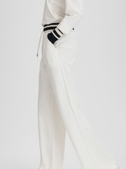 Reiss Navy/Ivory Lexi Striped Drawstring Waistband Joggers - Image 1 of 6