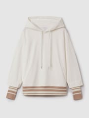 Reiss Mink/Ivory Lexi Striped Trim Hoodie - Image 2 of 6