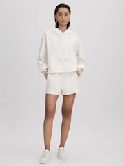 Reiss Mink/Ivory Lexi Striped Trim Hoodie - Image 3 of 6