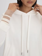 Reiss Mink/Ivory Lexi Striped Trim Hoodie - Image 4 of 6