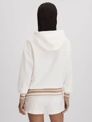 Reiss Mink/Ivory Lexi Striped Trim Hoodie - Image 5 of 6