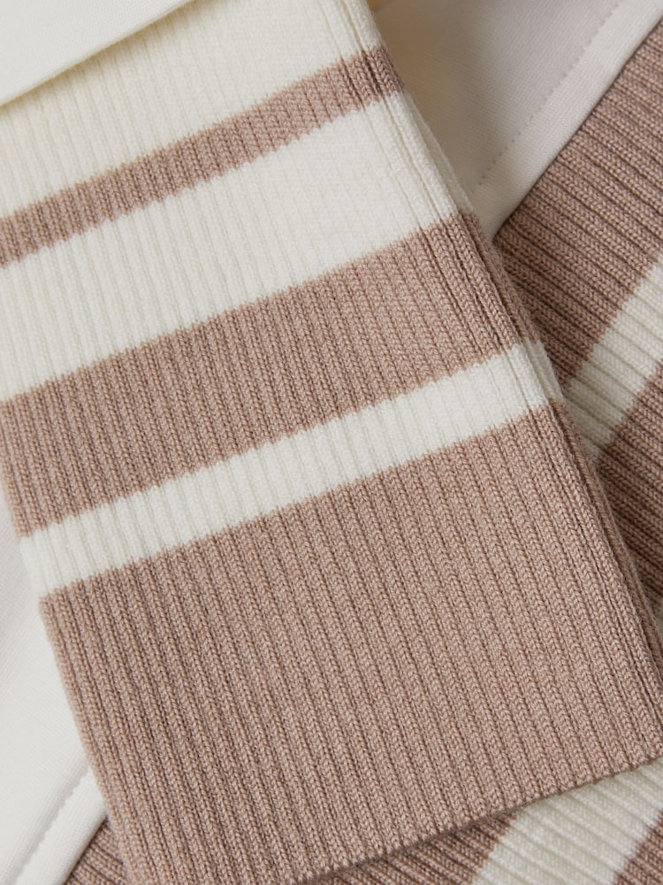 Reiss Mink/Ivory Lexi Striped Trim Hoodie - Image 6 of 6