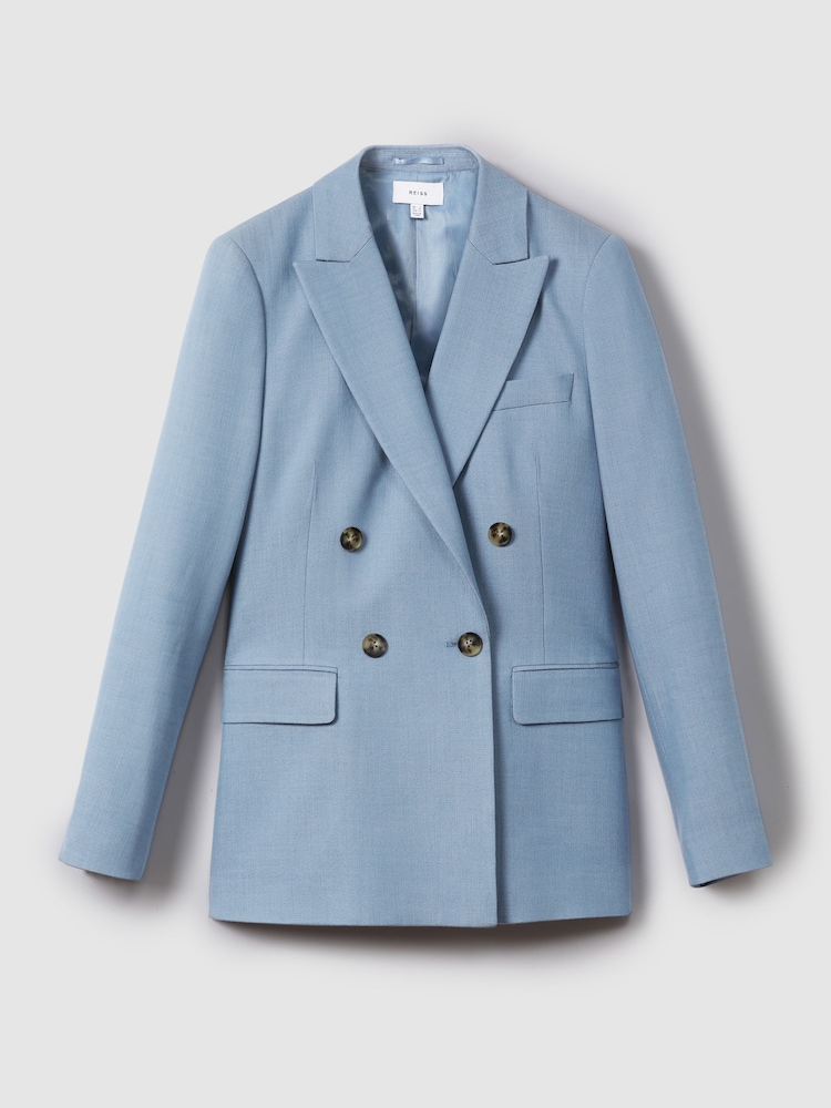 Reiss Blue June Double Breasted Suit Blazer with TENCEL™ Fibers - Image 2 of 6