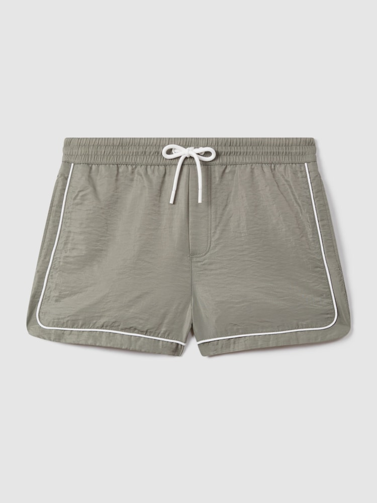 Reiss Pistachio Azure Piped Drawstring Swim Shorts - Image 2 of 6 Reiss Pistachio Azure Piped Drawstring Swim Shorts - Image 2 of 6