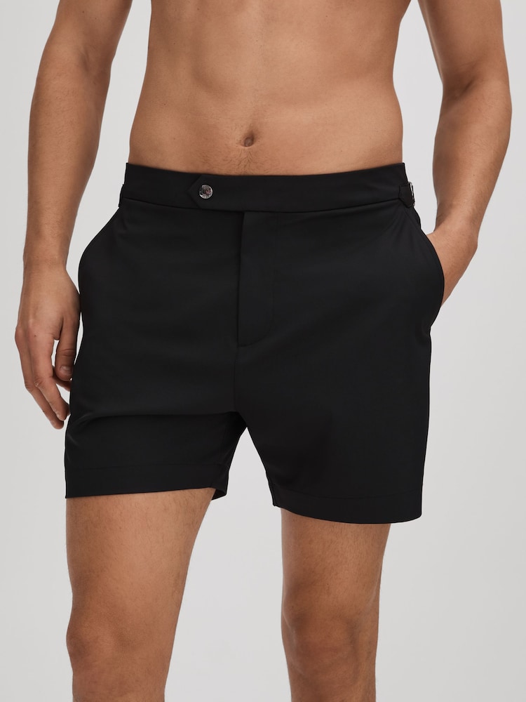 Reiss Black Sun Side Adjuster Swim Shorts - Image 1 of 6