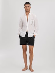 Reiss Black Sun Side Adjuster Swim Shorts - Image 3 of 6