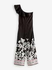 Myleene Klass Black/White One Shoulder Jumpsuit With Linen - Image 1 of 2