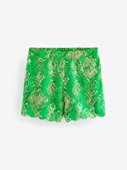 Myleene Klass Green Aztec Scallop Co-ord Shorts With Linen - Image 2 of 3
