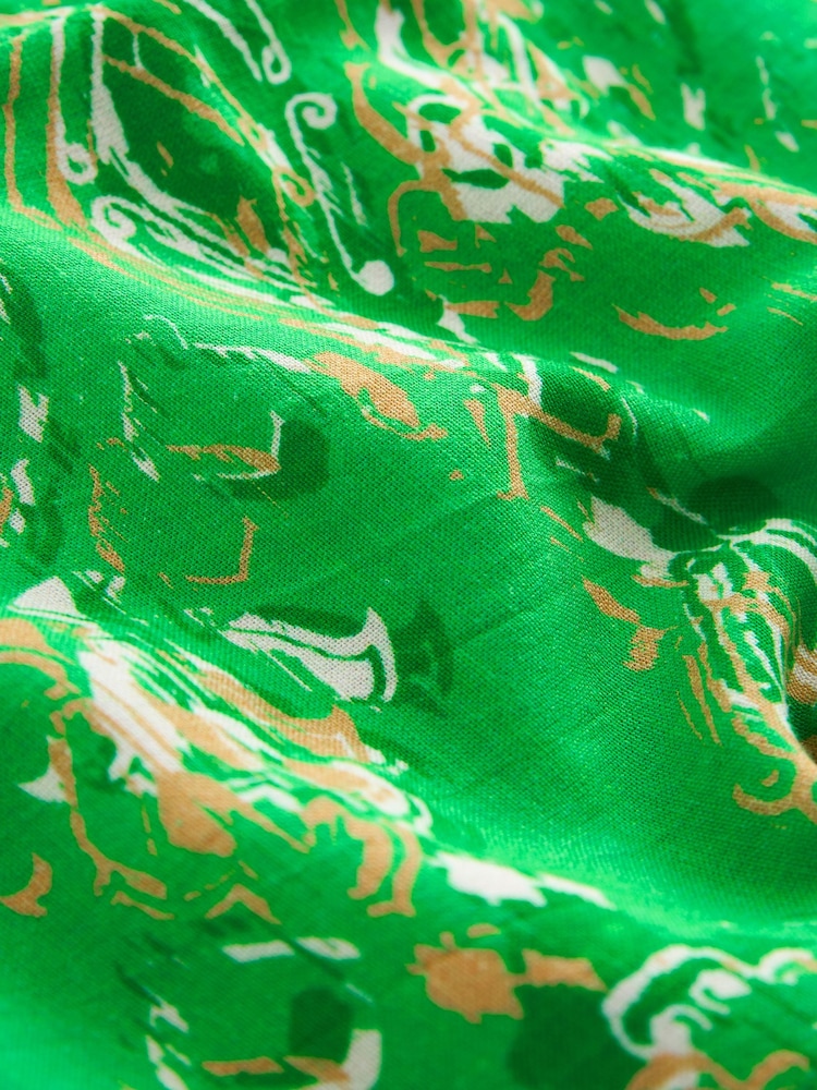 Myleene Klass Green Aztec Scallop Co-ord Shorts With Linen - Image 3 of 3