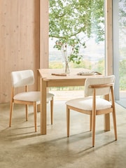 Set of 2 Smart Boucle Oyster Light Natural Wrenley Light Wood Leg Dining Chairs - Image 1 of 9