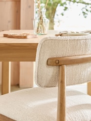 Set of 2 Smart Boucle Oyster Light Natural Wrenley Light Wood Leg Dining Chairs - Image 2 of 9