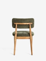 Set of 2 Relaxed Chenille Dark Green Wrenley Dark Wood Leg Dining Chairs - Image 6 of 9