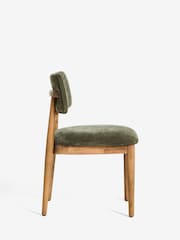 Set of 2 Relaxed Chenille Dark Green Wrenley Dark Wood Leg Dining Chairs - Image 7 of 9