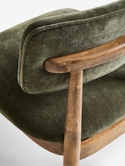 Set of 2 Relaxed Chenille Dark Green Wrenley Dark Wood Leg Dining Chairs - Image 8 of 9