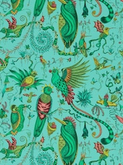 Clarke and Clarke Quetzal Aqua Emma J Shipley Mythica Quetzal A4 Wallpaper Sample - Image 1 of 1