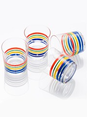 Benetton Set of 4 Multi Water Tumblers Set of 4 Tall Tumbler Glasses - Image 1 of 5