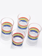 Benetton Set of 4 Multi Water Tumblers Set of 4 Tall Tumbler Glasses - Image 2 of 5
