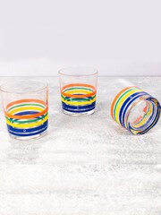 Benetton Set of 4 Multi Water Tumblers Set of 4 Tall Tumbler Glasses - Image 3 of 5