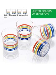 Benetton Set of 4 Multi Water Tumblers Set of 4 Tall Tumbler Glasses - Image 5 of 5