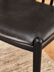 Set of 2 Distressed Faux Leather Black Stockholm Black Leg Dining Chairs - Image 3 of 10