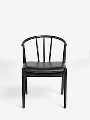 Set of 2 Distressed Faux Leather Black Stockholm Black Leg Dining Chairs - Image 5 of 10