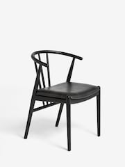 Set of 2 Distressed Faux Leather Black Stockholm Black Leg Dining Chairs - Image 6 of 10