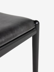 Set of 2 Distressed Faux Leather Black Stockholm Black Leg Dining Chairs - Image 9 of 10