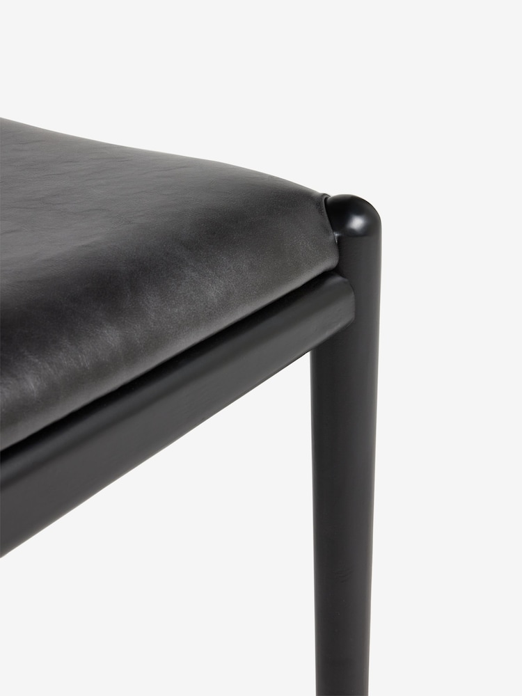 Set of 2 Distressed Faux Leather Black Stockholm Black Leg Dining Chairs - Image 9 of 9 Set of 2 Distressed Faux Leather Black Stockholm Black Leg Dining Chairs - Image 9 of 9
