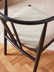 Set of 2 Soft Linen Look Light Natural Stockholm Black Leg Dining Chairs - Image 2 of 9