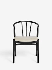 Set of 2 Soft Linen Look Light Natural Stockholm Black Leg Dining Chairs - Image 3 of 9