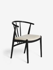 Set of 2 Soft Linen Look Light Natural Stockholm Black Leg Dining Chairs - Image 5 of 9