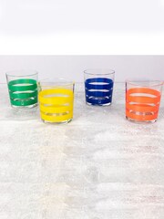 Benetton Set of 4 Multi Bright Water Tumblers Set of 4 Tall Tumbler Glasses - Image 4 of 4