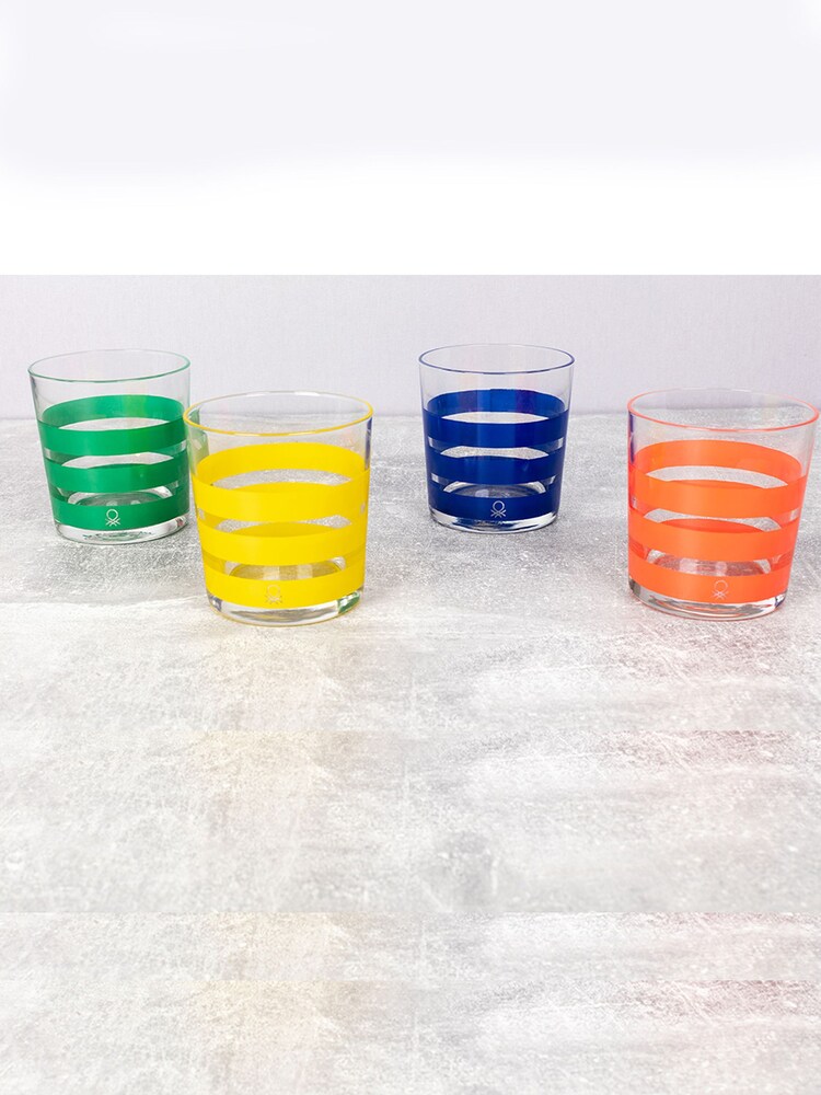 Benetton Set of 4 Multi Bright Water Tumblers Set of 4 Tall Tumbler Glasses - Image 4 of 4