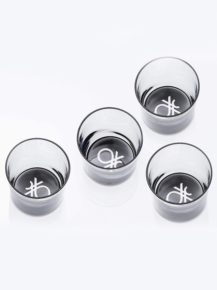 Benetton Set of 4 Black/White Water Tumblers Set of 4 Tall Tumbler Glasses - Image 1 of 5