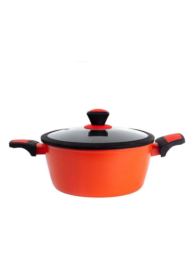 Benetton Red Forged Aluminium 28CM Saucepan With Lid - Image 1 of 5