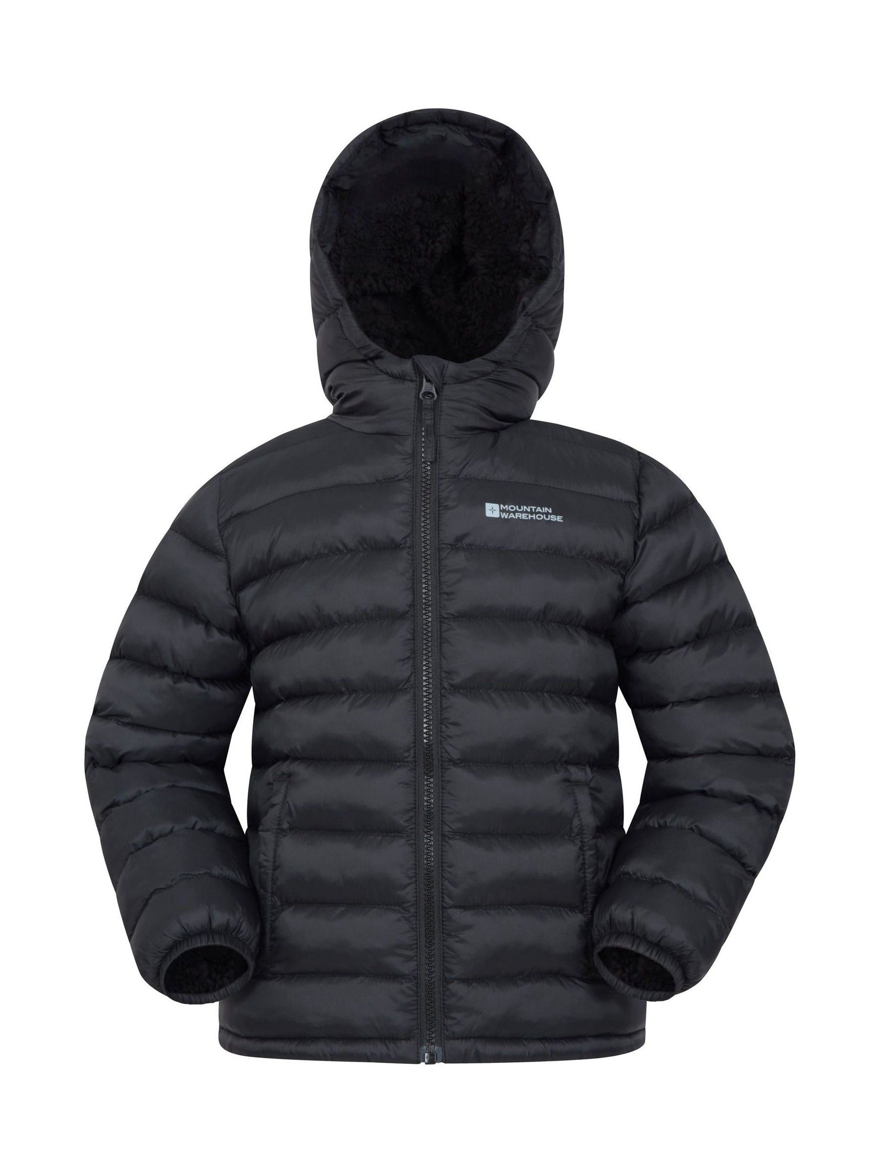 Mountain Warehouse Black Kids Seasons Water Resistant Faux Fur Lined Padded Jacket